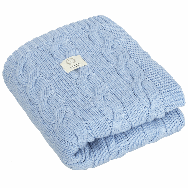 Yosoy, Koc dziany 100% merino wool 85x100 cm-Niebieski