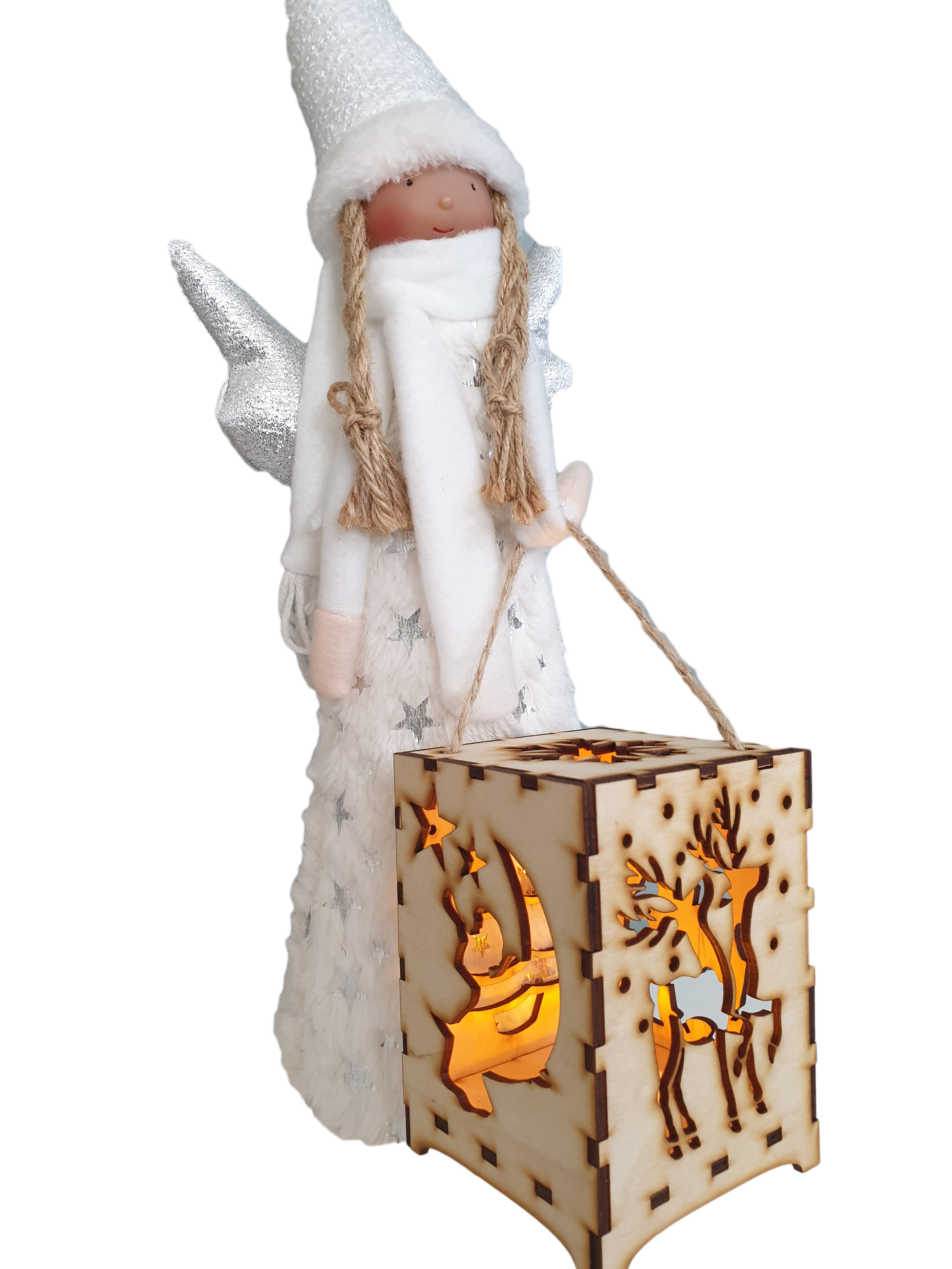 Drewniany lampion adwentowy na Roraty, dekoracyjny domek LED na Boże Narodzenie Szopka