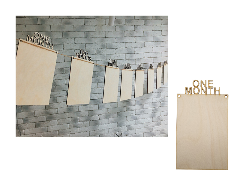 Drewniane tabliczki do zdjęć z 12 miesiącami dziecka