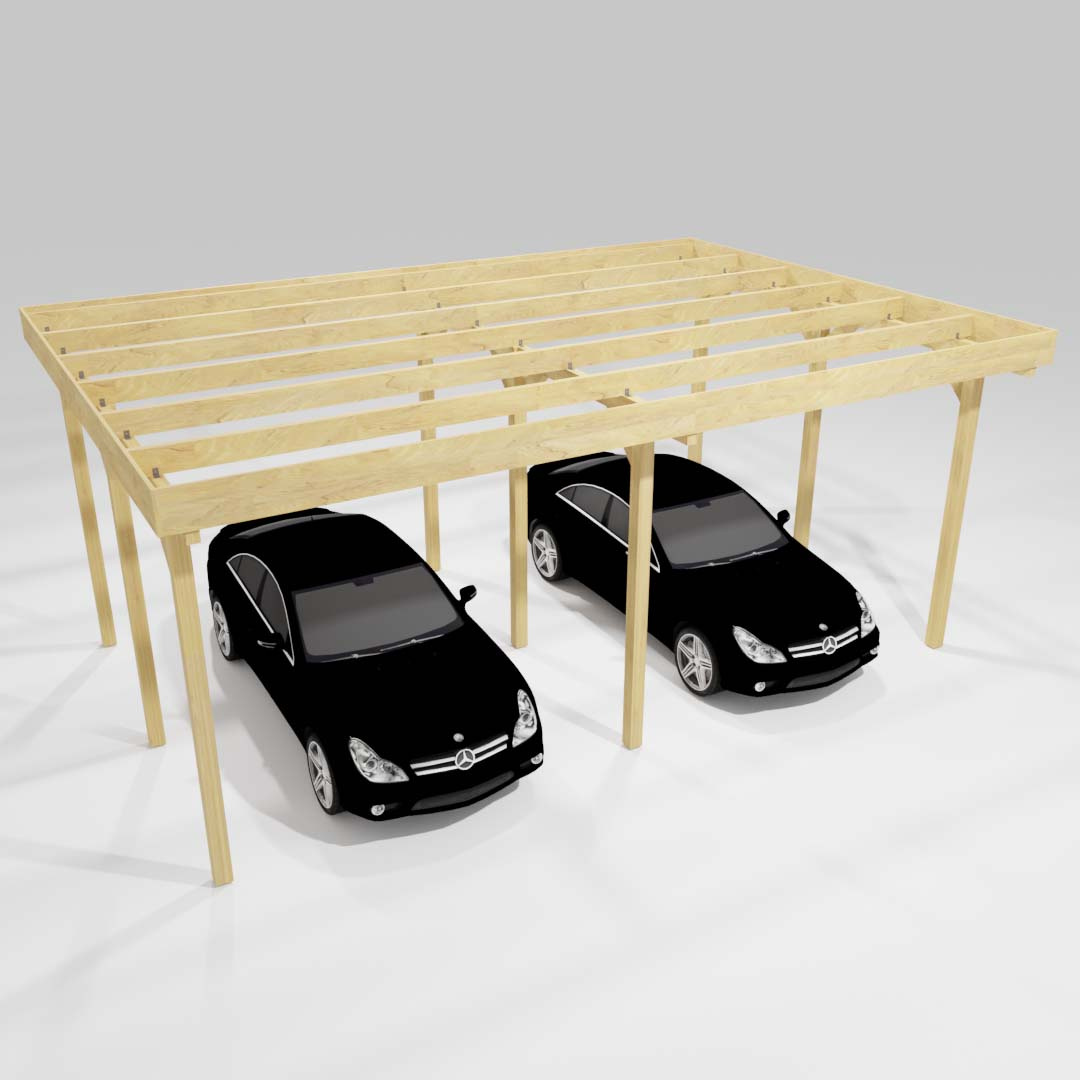 Wiata Garażowa Drewniana Dakota II 720 x 500 cm - Słupek 12 x 12 x 290 cm