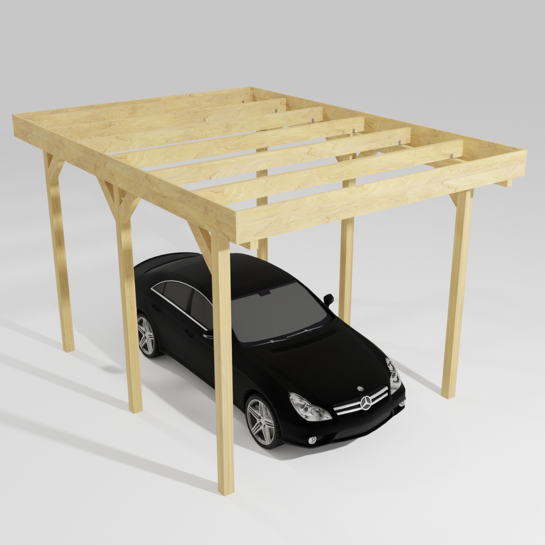 Wiata Garażowa Drewniana Dakota I 360 x 500 cm - Słupek 12 x 12 x 290 cm