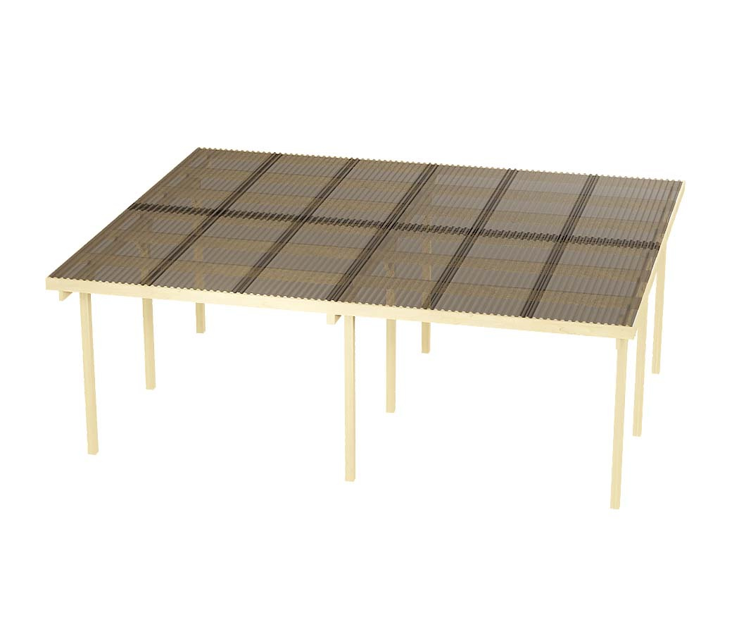 Wiata garażowa dwustanowiskowa Granit II 600 x 500 cm (Słupek 300cm) z dachem poliwęglanowym brązowym 55%