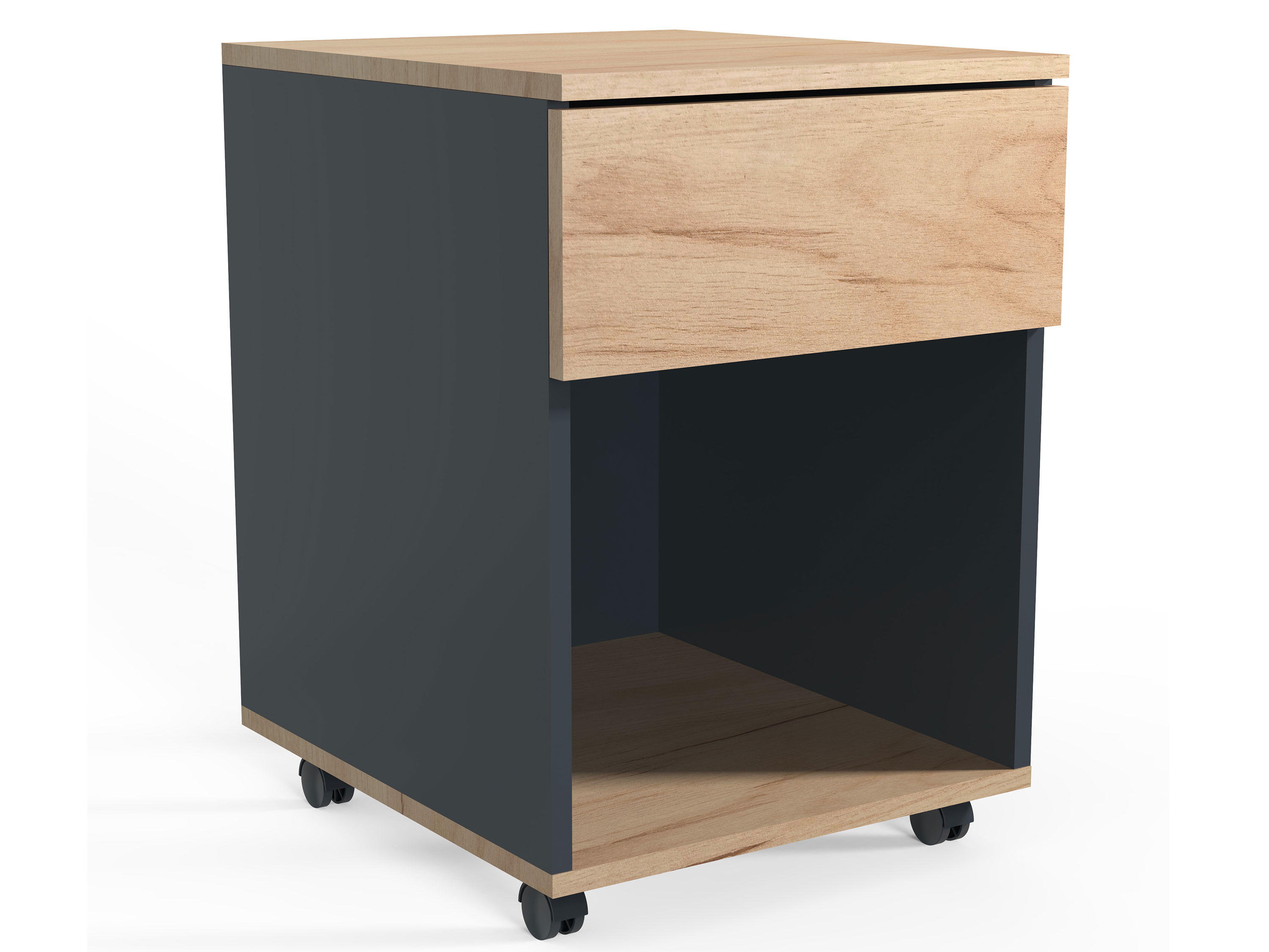 VCM Kontenerek na kółkach Dalosa, 45 cm Antracyt/dąb miodowy, 1-Sb