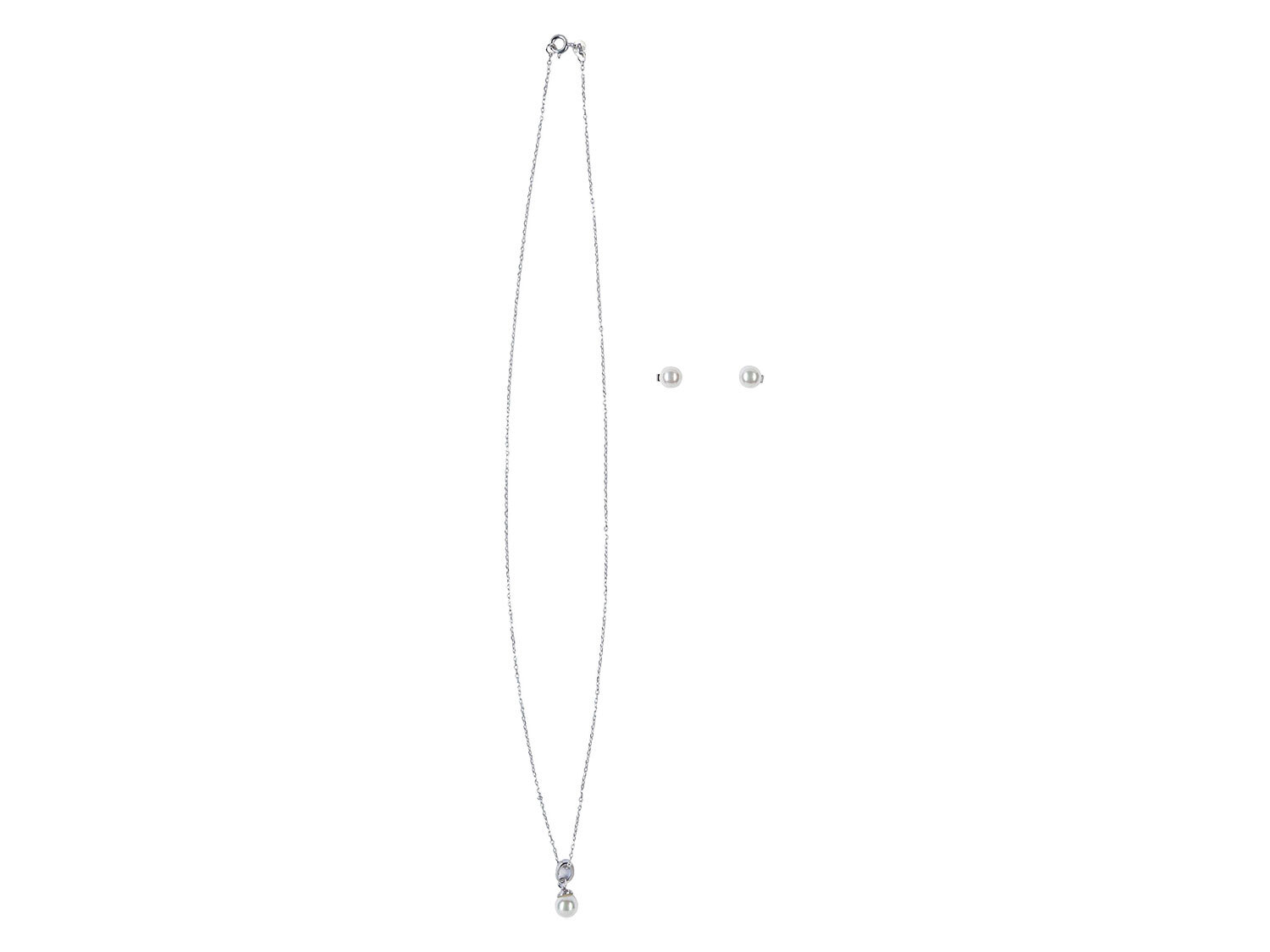 esmara Komplet srebrnej biżuterii łańcuszek z zawieszką + kolczyki, 1 komplet Perełki