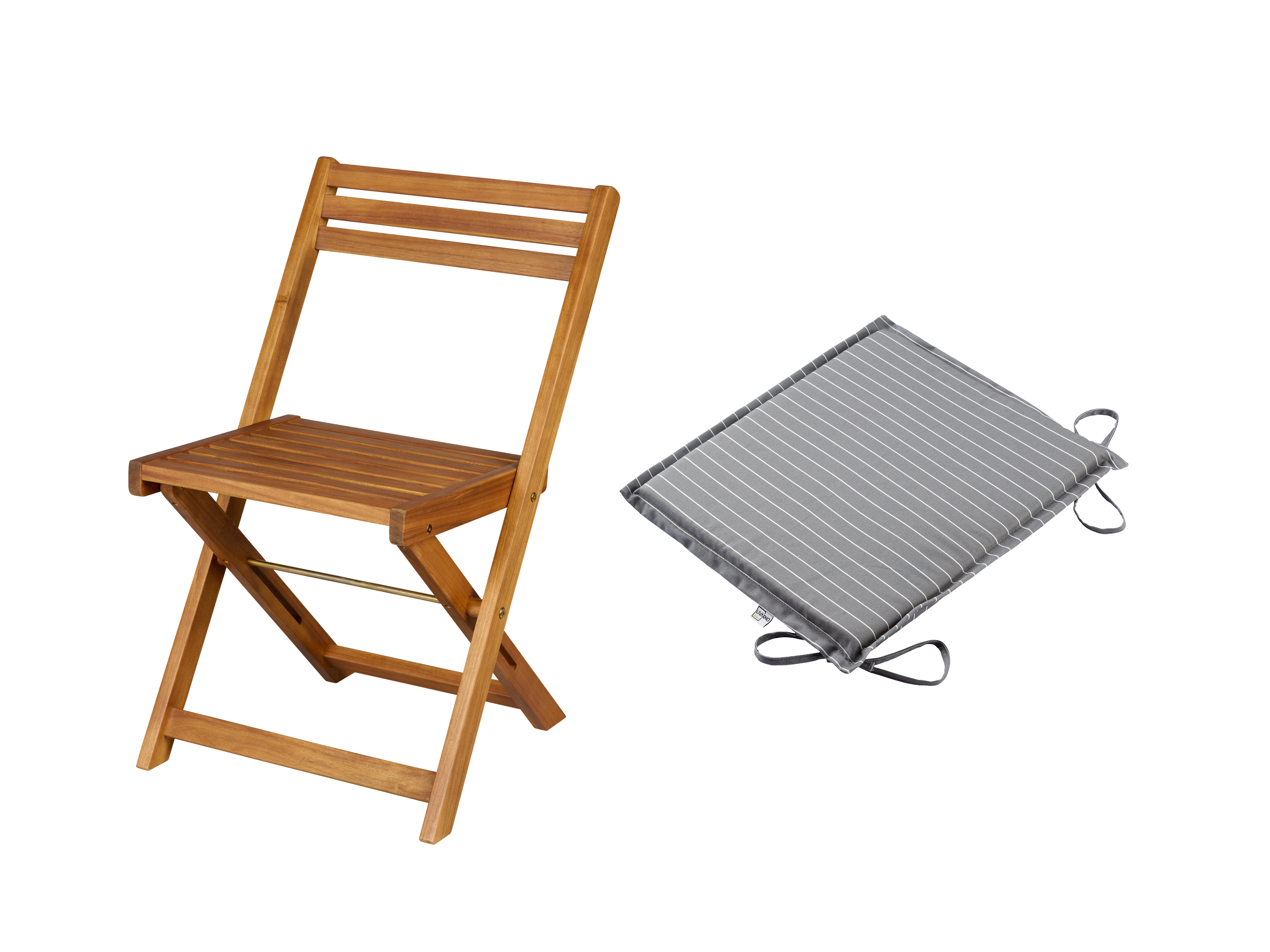 Livarno home Zestaw Składane krzesło ogrodowe Sevilla z olejowanego drewna akacjowego z poduszką dwustronną na siedzisko Sevilla