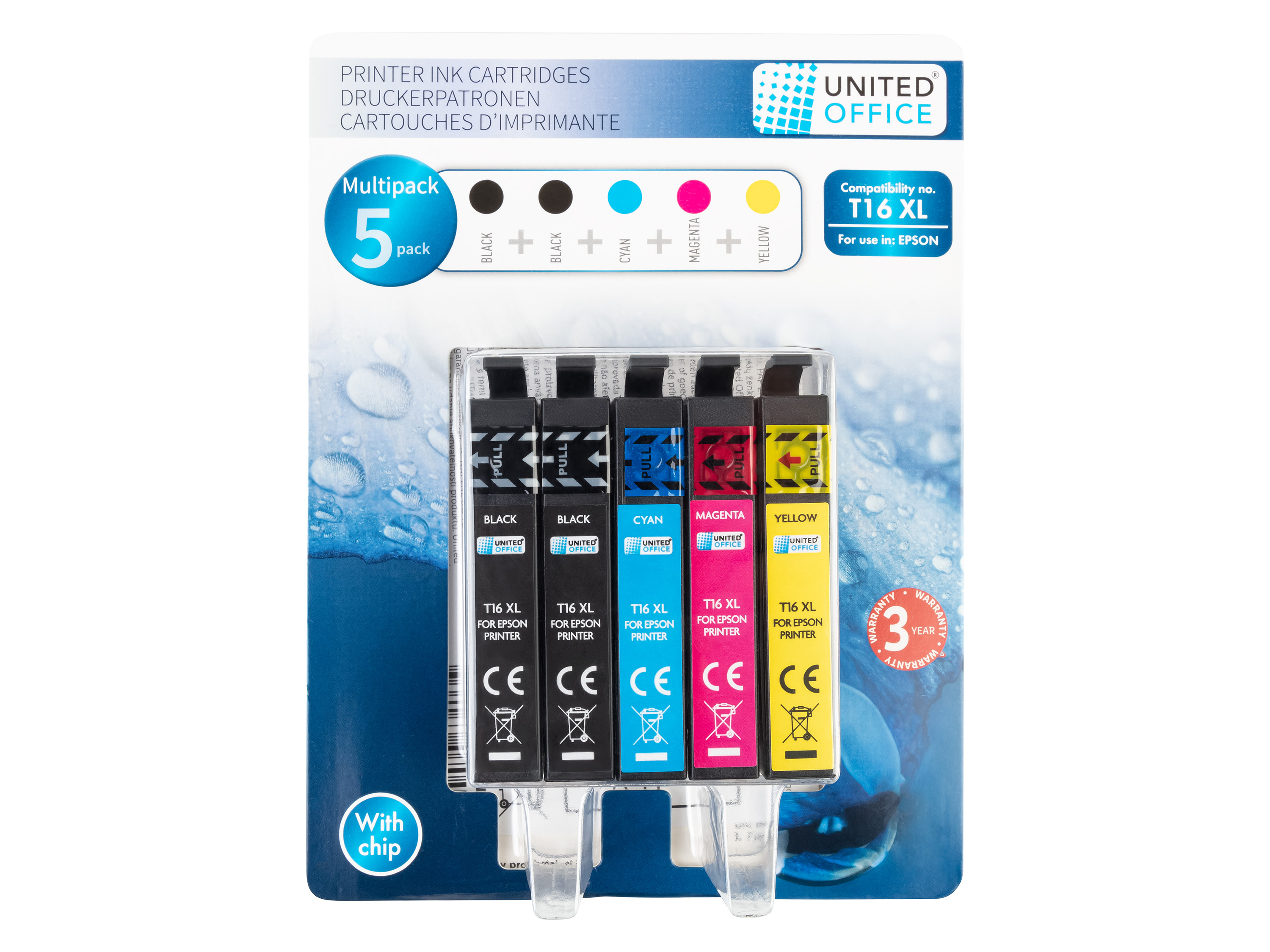 United Office Wkłady atramentowe tusze do drukarki, 5 sztuk 16Xl, multipack