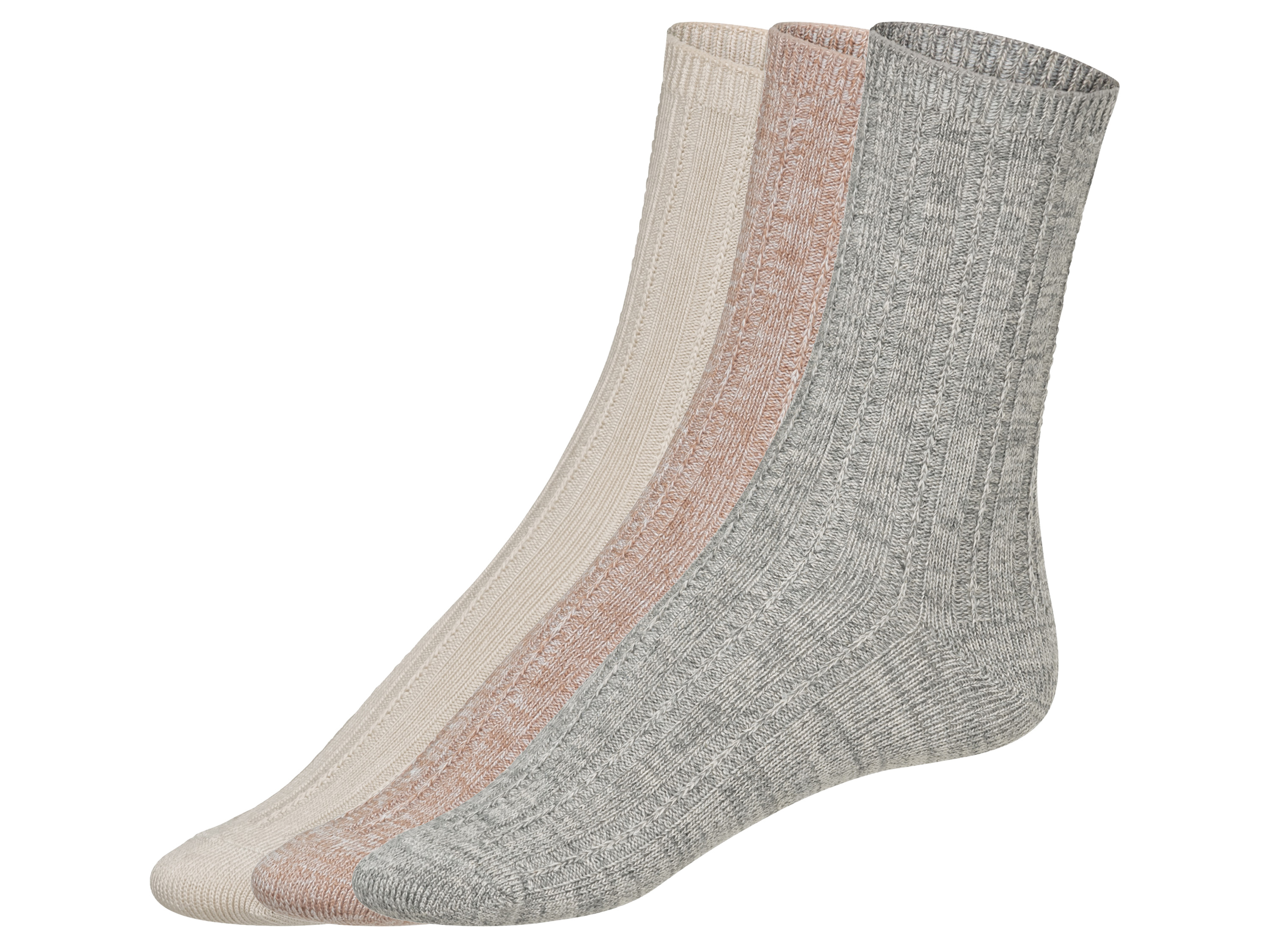 esmara Damskie skarpetki dzianinowe, 3 pary, z wiskozą Beżowy/szary, 39-42