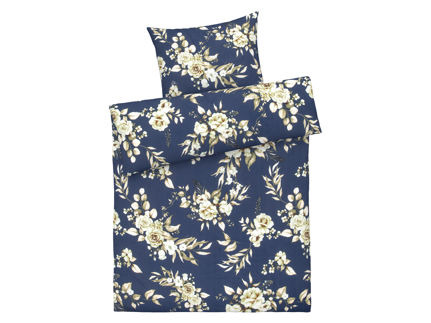 Livarno home Pościel z mikrowłókna satynowego, 140 x 200 cm W kwiaty petrol/ kremowy