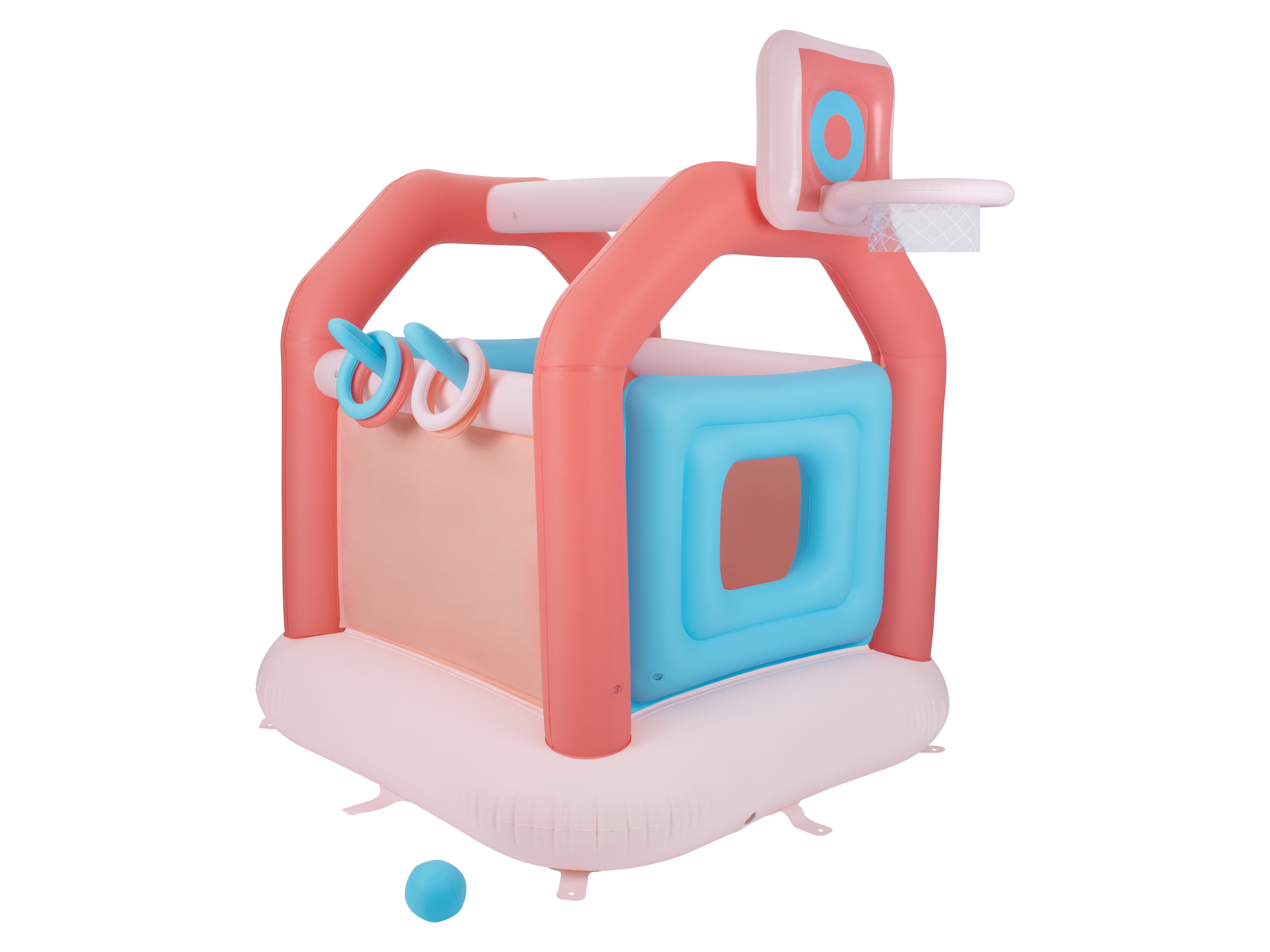 lupilu Dmuchany zamek z koszem do koszykówki Różowy