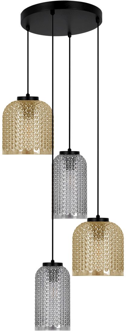 Darmowa Dostawa - Lampa wisząca 4x15 W czarna-bursztynowa-grafitowa Kaja Inga K5637