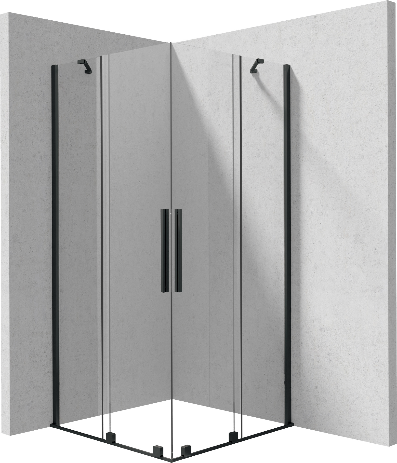 Darmowa Dostawa - Kabina prysznicowa 90x90 cm kwadratowa czarny mat/szkło przezroczyste Deante Kerria Plus KPNNP09P09