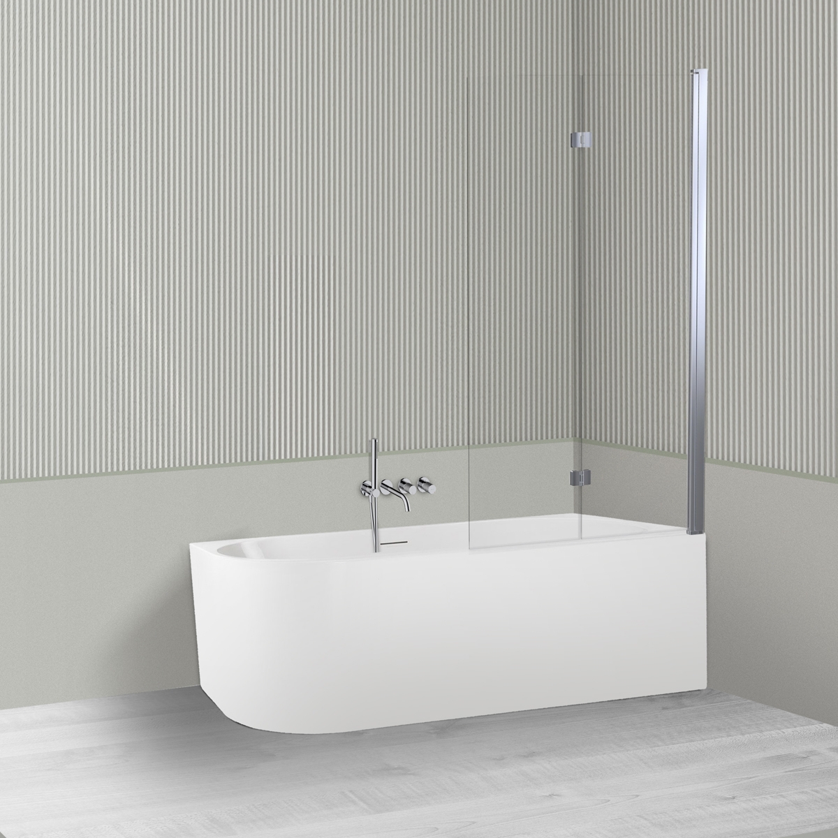 Darmowa Dostawa - Wanna narożna z parawanem 170x80 cm prostokątna biała Oltens Hulda 18009000