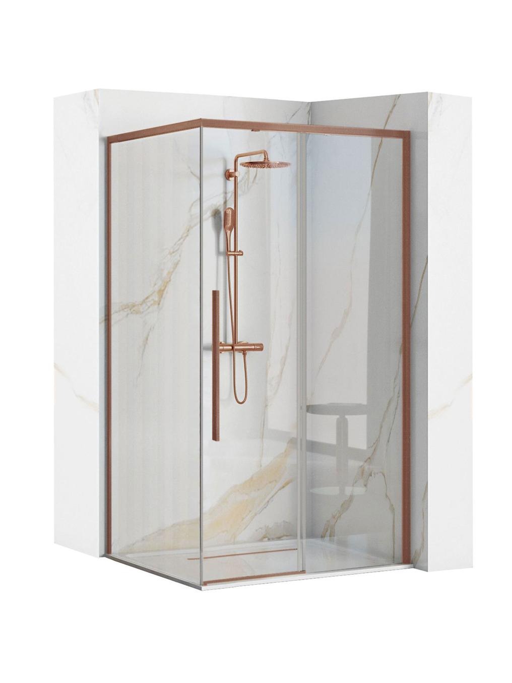 Darmowa Dostawa - Kabina prysznicowa 90x90 cm kwadratowa miedź szczotkowany/szkło przezroczyste Rea Solar Brush Copper REAK9512
