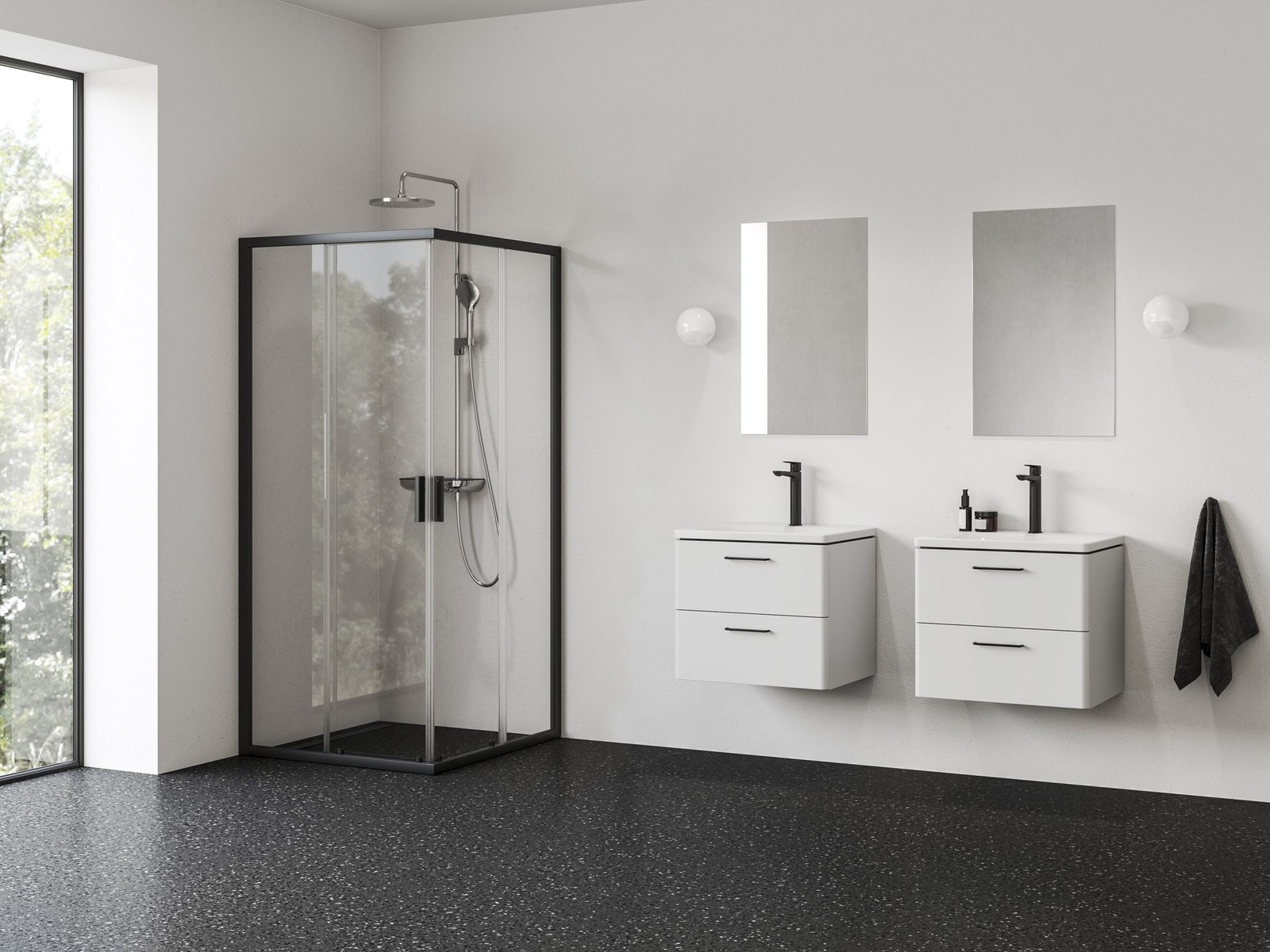 Darmowa Dostawa - Kabina prysznicowa 90x90 cm kwadratowa czarny mat/szkło przezroczyste Ravak Blix II 1LM70300Z1