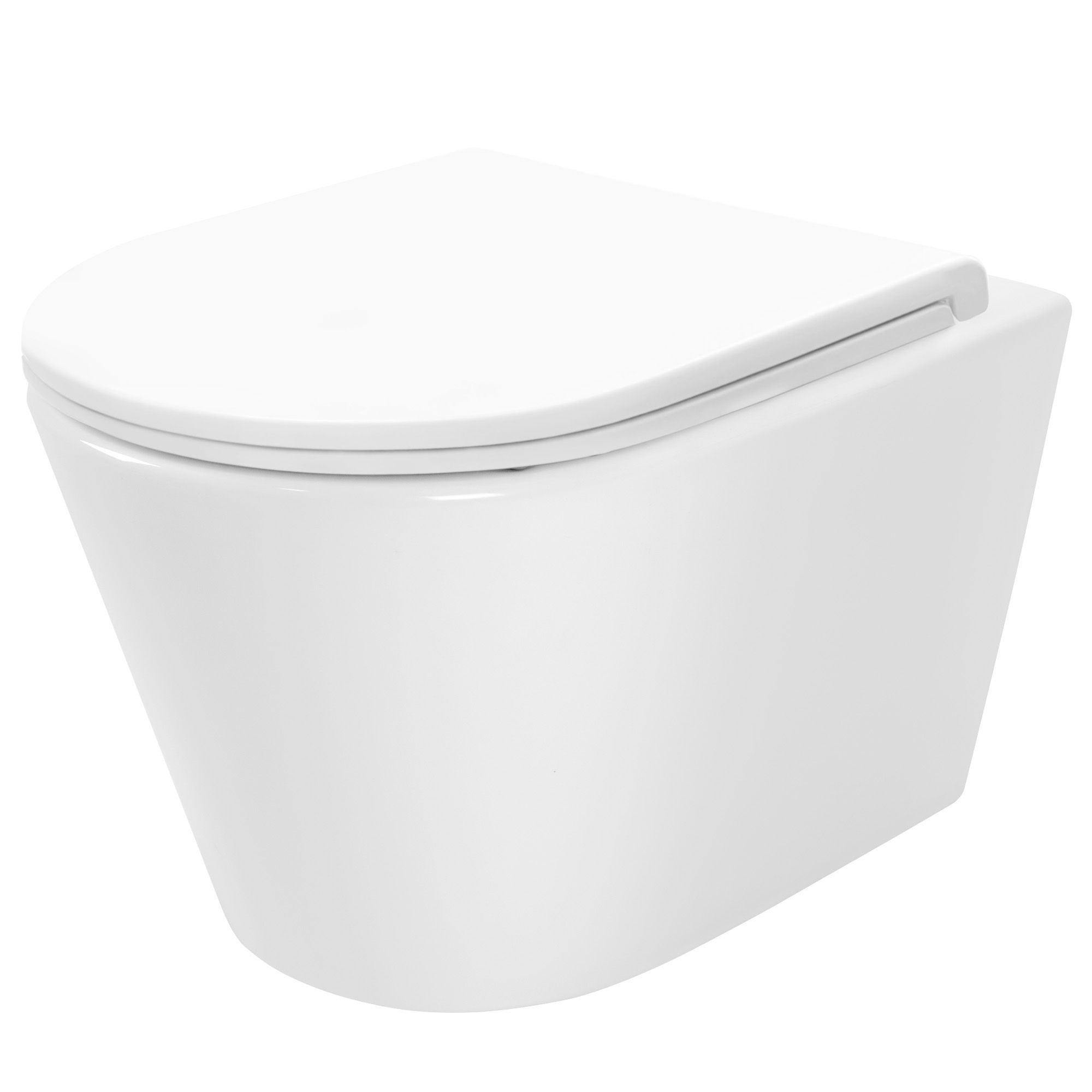 Darmowa Dostawa - Miska WC z deską wolnoopadającą wisząca bez kołnierza ze spłukiwaniem wirowym biały Rea Tito REAC6800
