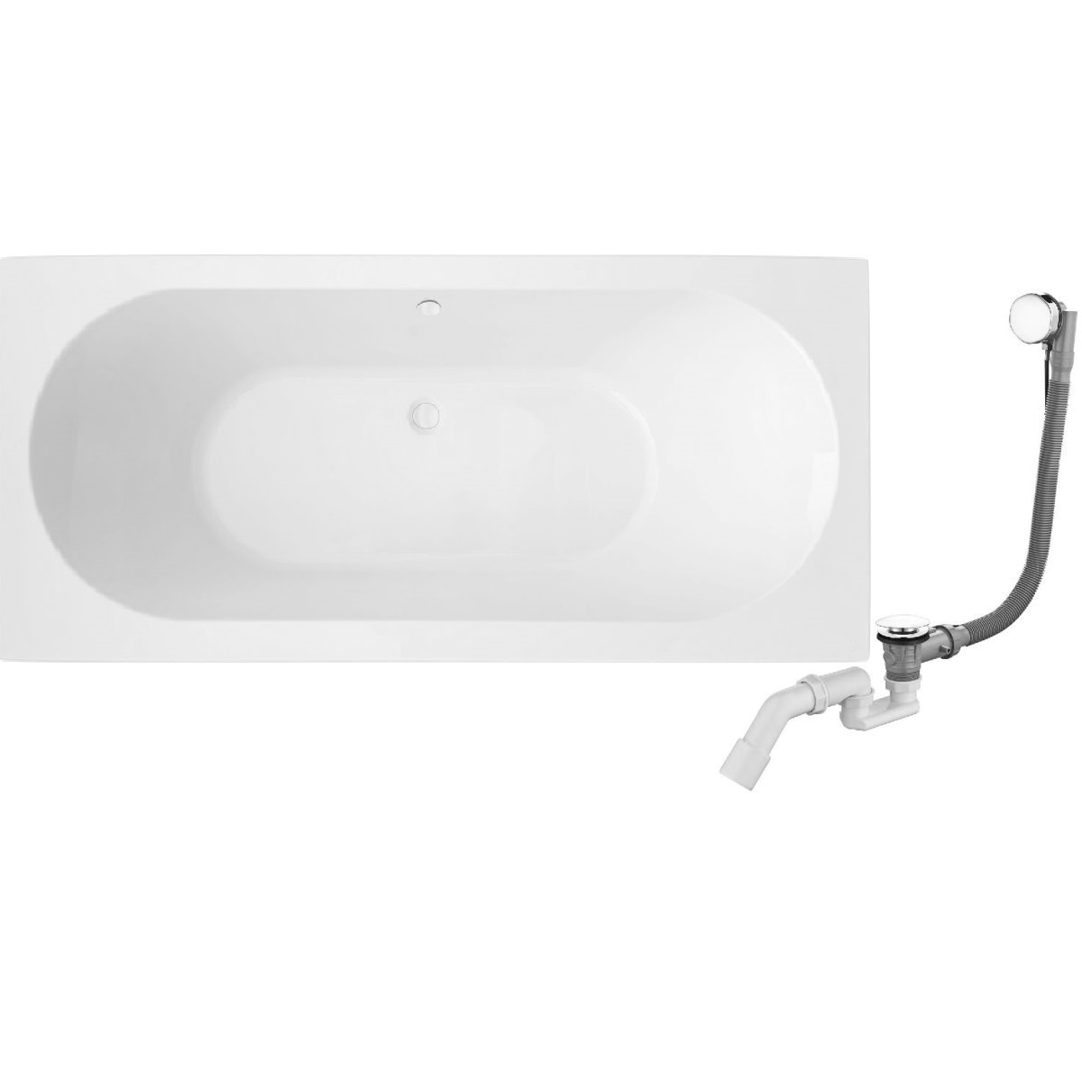 Darmowa Dostawa - Wanna prostokątna z kompletem odpływowym 180x80 cm biała Oltens Lykke abset8194
