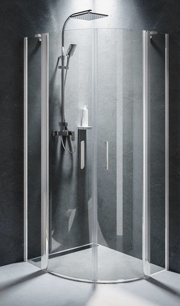 Darmowa Dostawa - Kabina prysznicowa 90x90 cm półokrągła chrom połysk/szkło przezroczyste Riho Novik G003027120