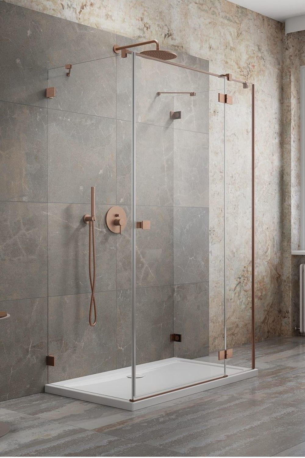 Darmowa Dostawa - Drzwi prysznicowe 120 cm uchylne Radaway Essenza Pro Brushed Copper KDJ+S 100973129301R