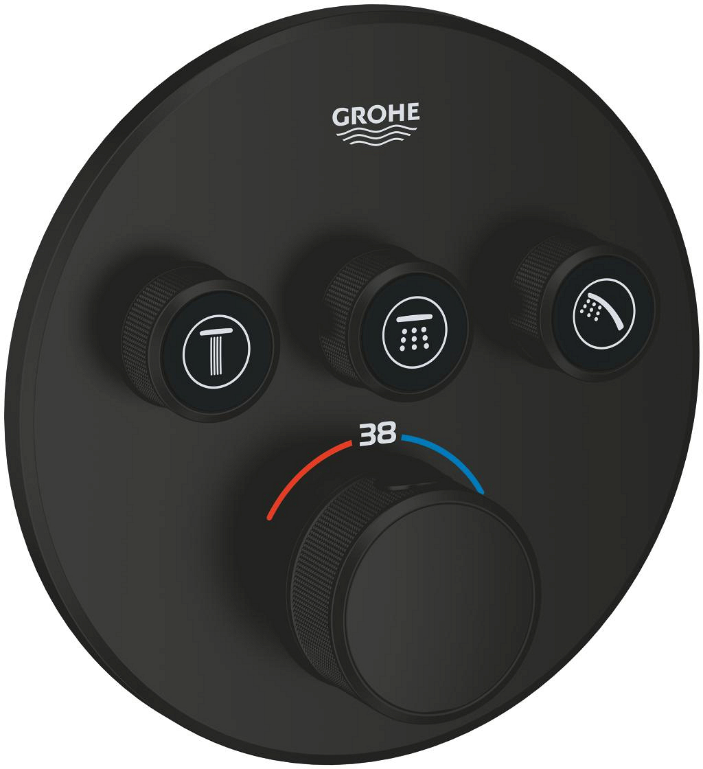Darmowa Dostawa - Bateria wannowo-prysznicowa podtynkowa z termostatem czarna Grohe Grohtherm SmartControl 291212430