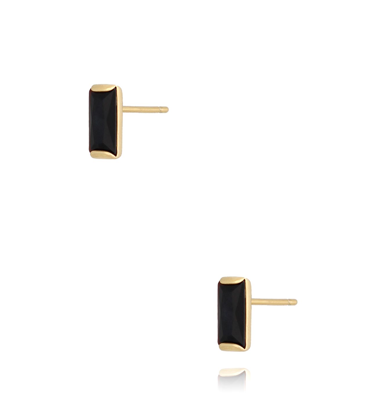 Kolczyki złote wkrętki z czarnymi kryształkami Chicca - By Dziubeka