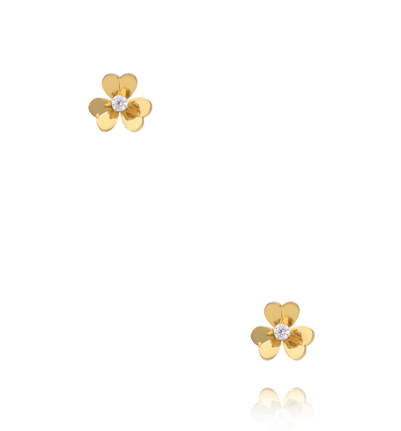 Kolczyki wkrętki w kształcie złotych kwiatów z cyrkonią KSY0695
