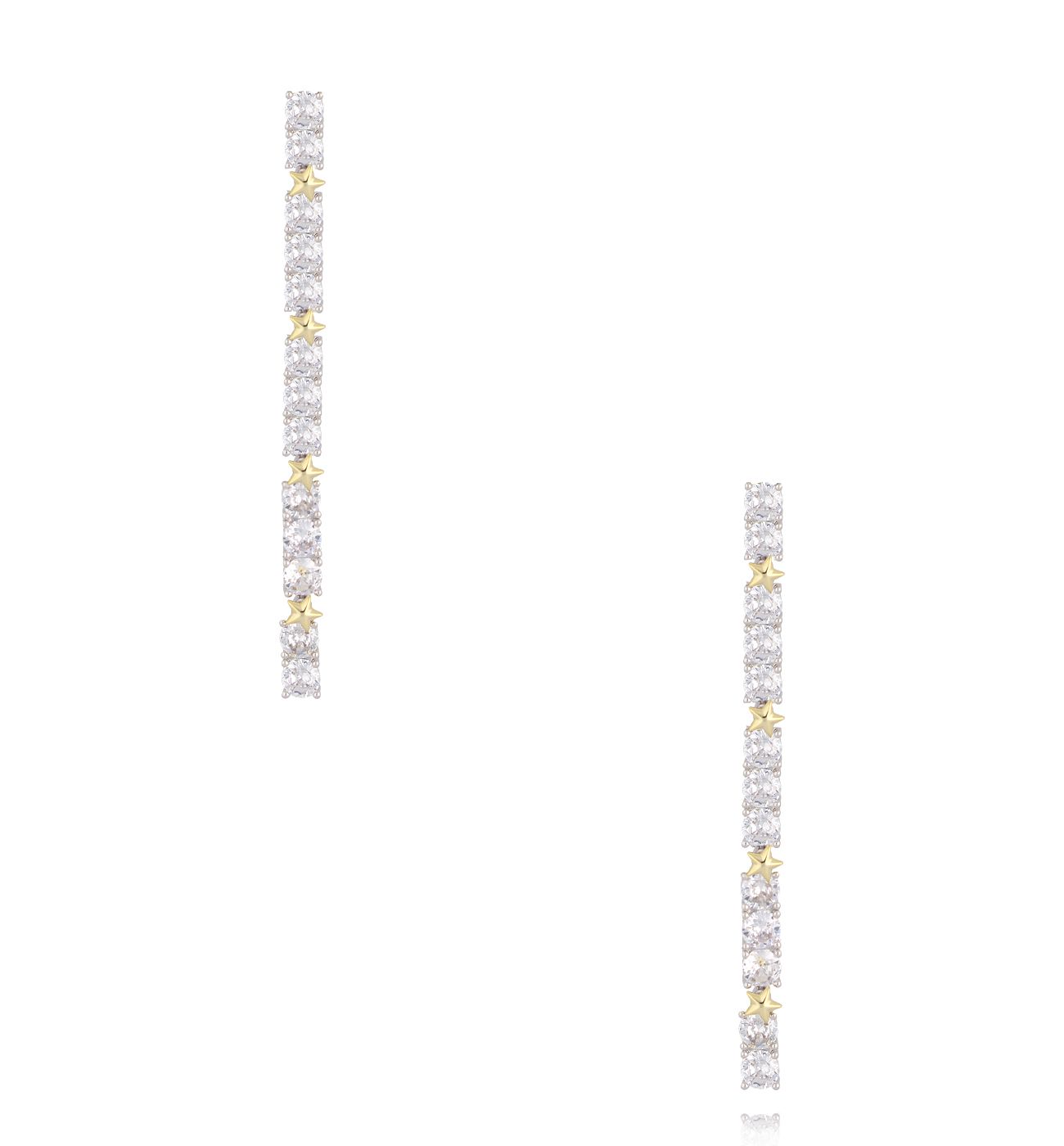 Kolczyki długie z gwiazdkami i cyrkoniami - By Dziubeka