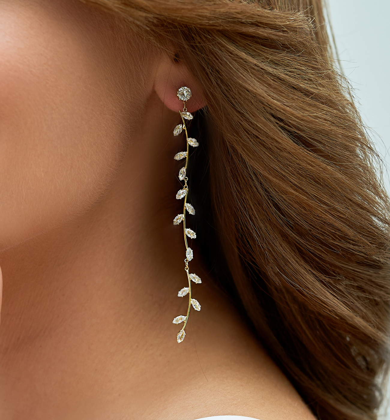 Kolczyki długie delikatne z kryształkami Douceur - By Dziubeka