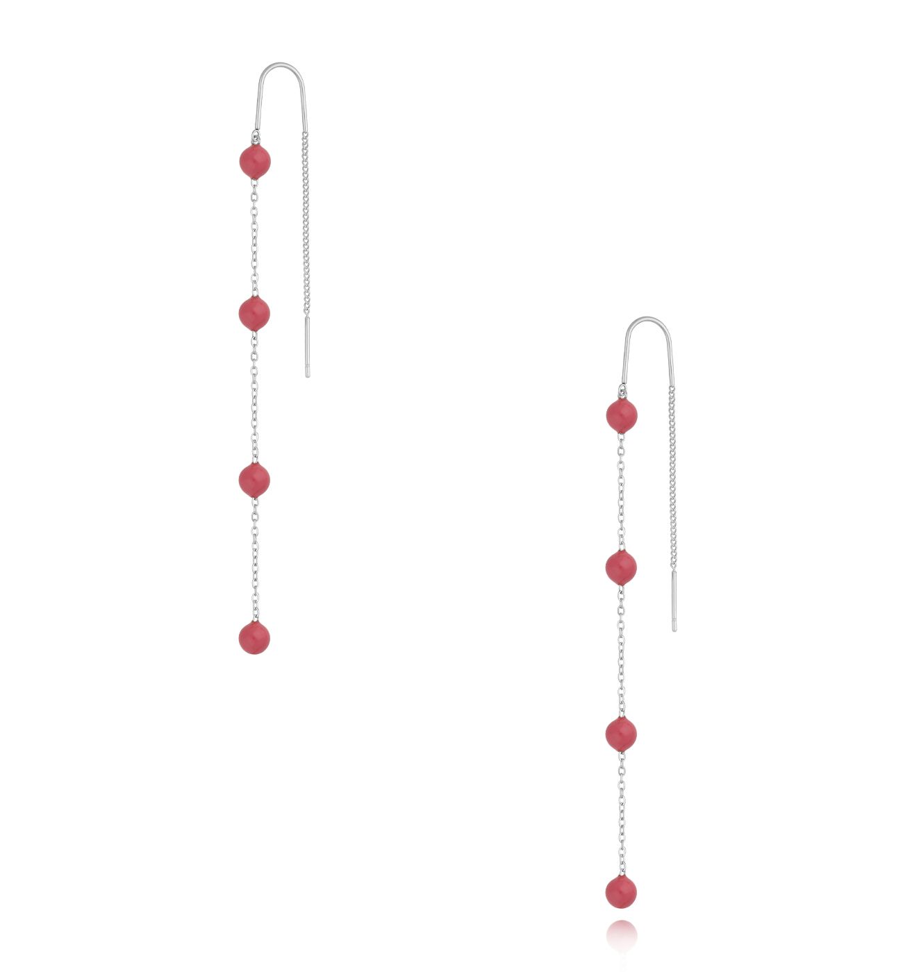 Kolczyki z kuleczkami z różową emalią Chillin KSA1617