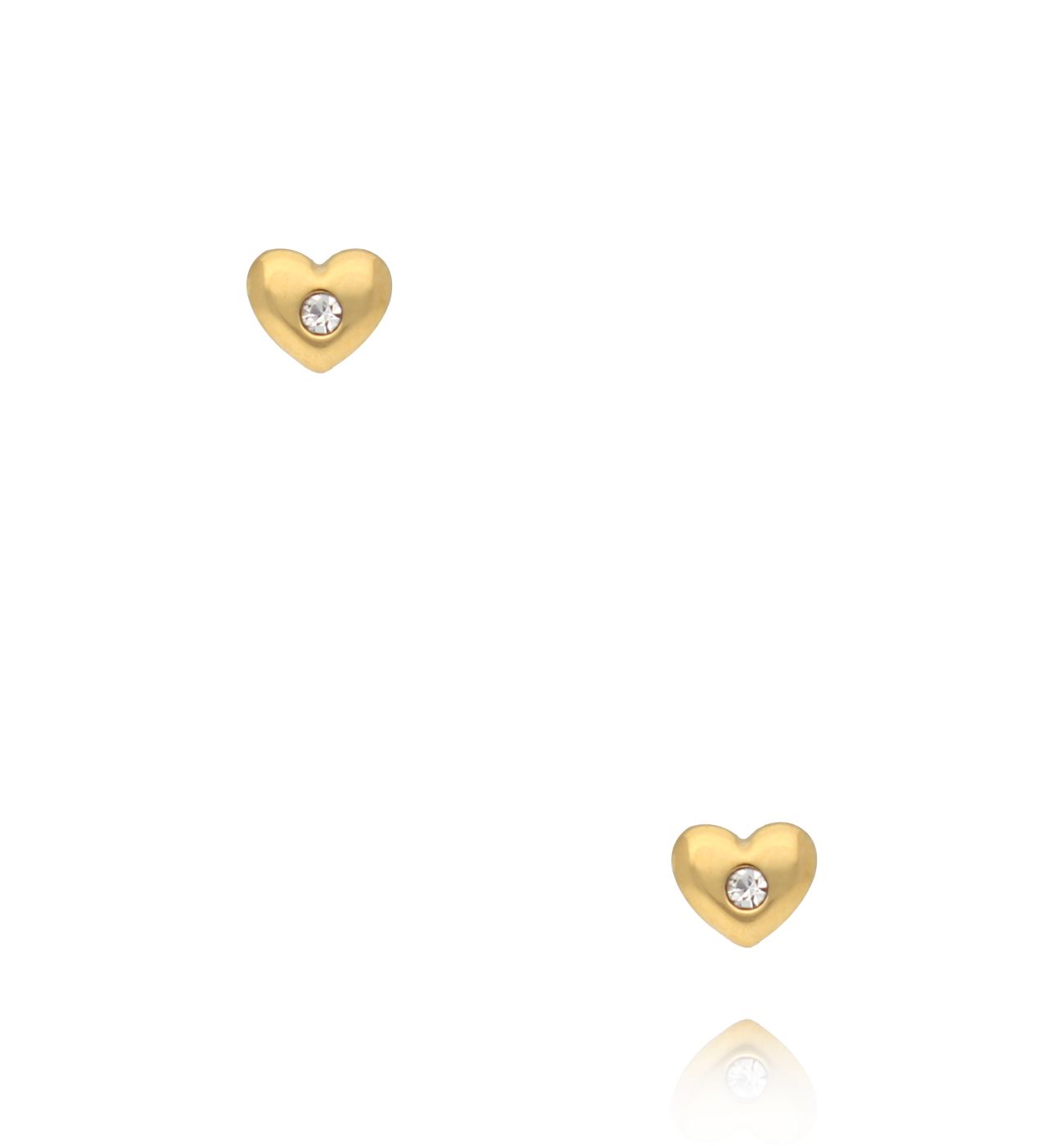 Kolczyki wkrętki w kształcie serca z cyrkonią złote KSY0613 - By Dziubeka