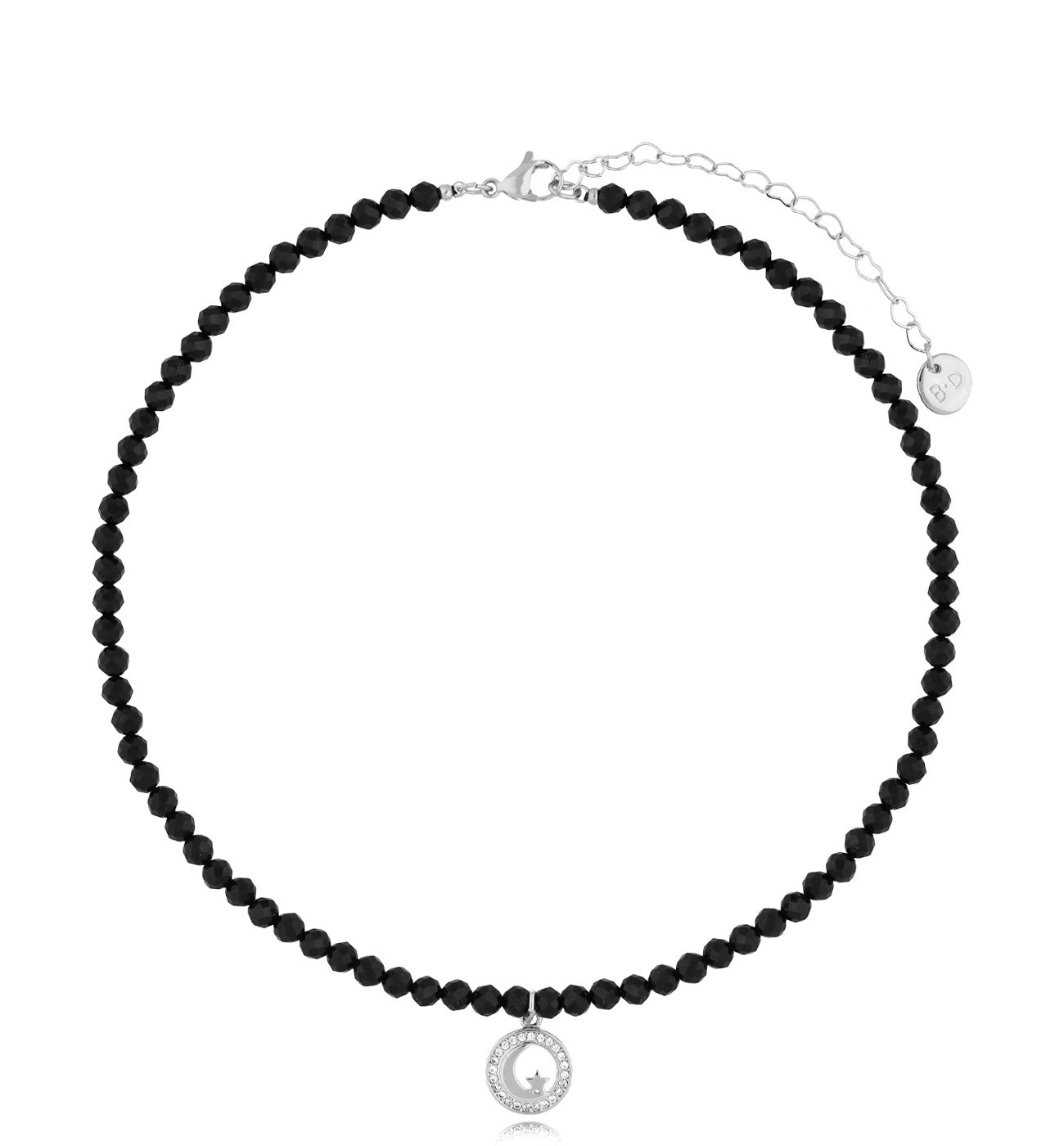 Naszyjnik z czarnym turmalinem i zawieszką Black Stones NTW1026