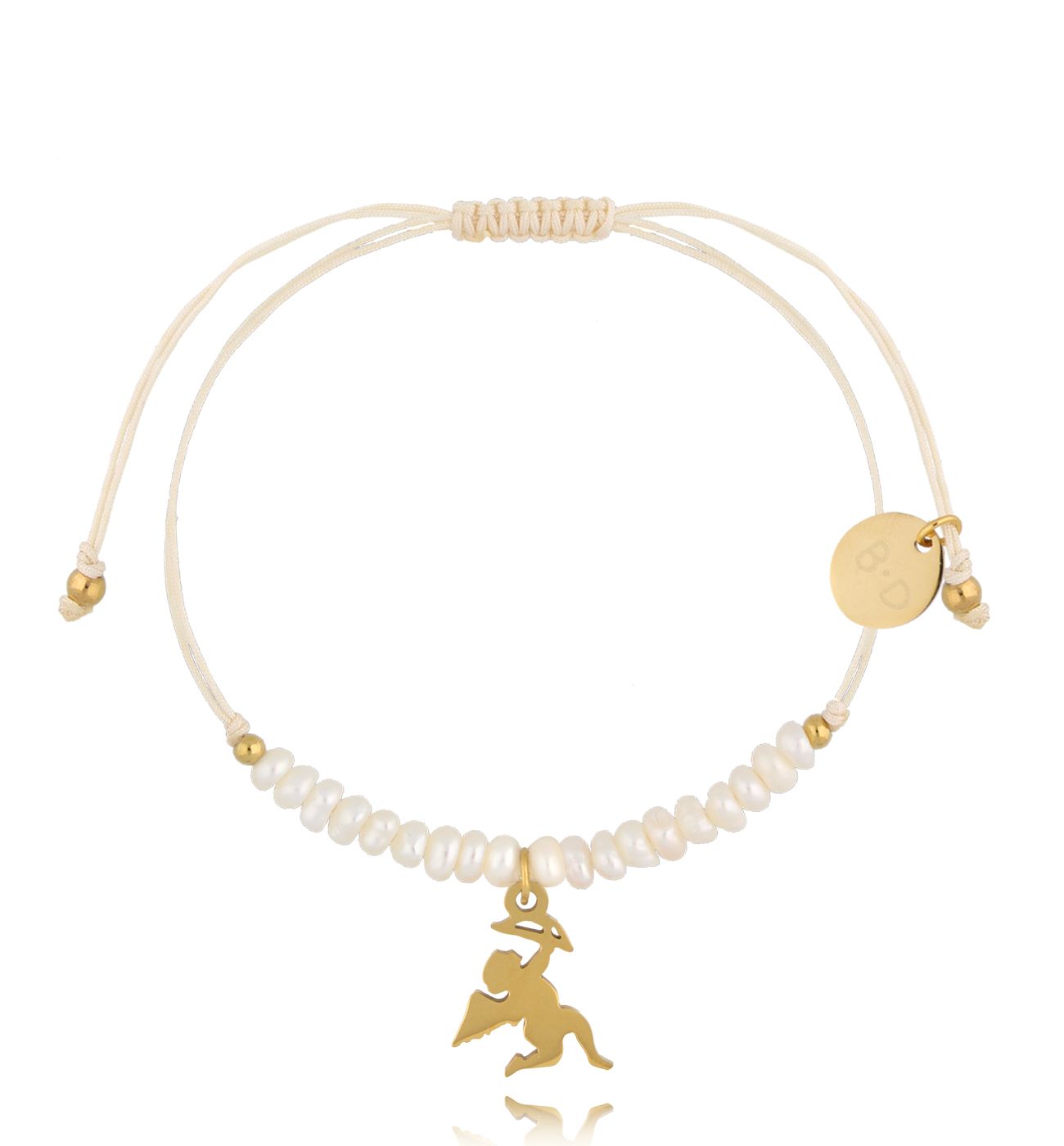 Bransoletka z perełkami i złotą zawieszką Feliz BMT0075 - By Dziubeka