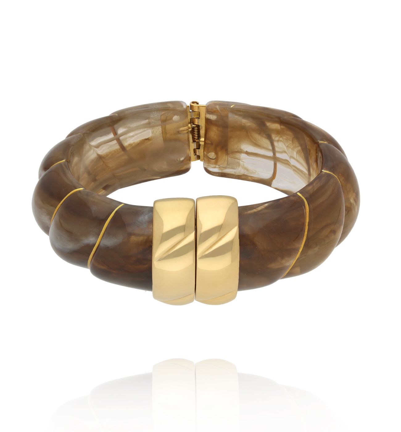 Bransoletka w odcieniu głębokiego brązu ze złotym zapięciem BEU0007