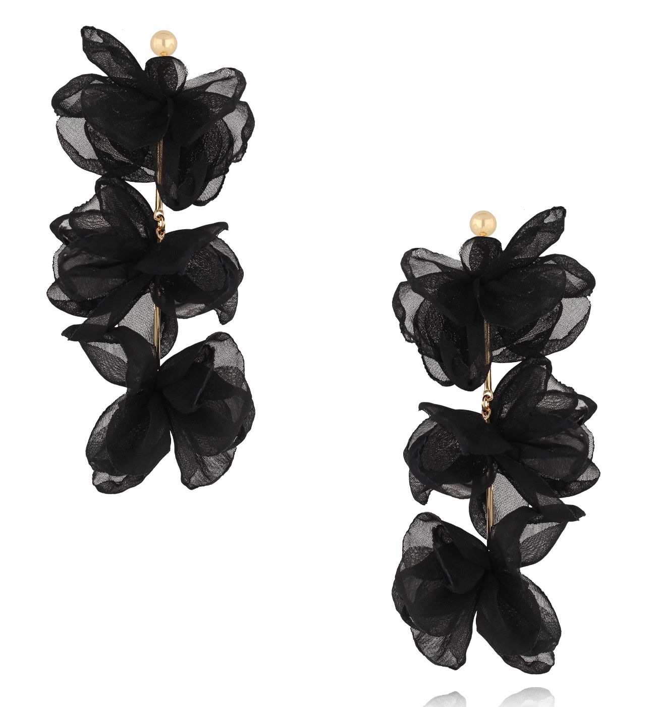 Kolczyki czarne długie materiałowe KBL1995