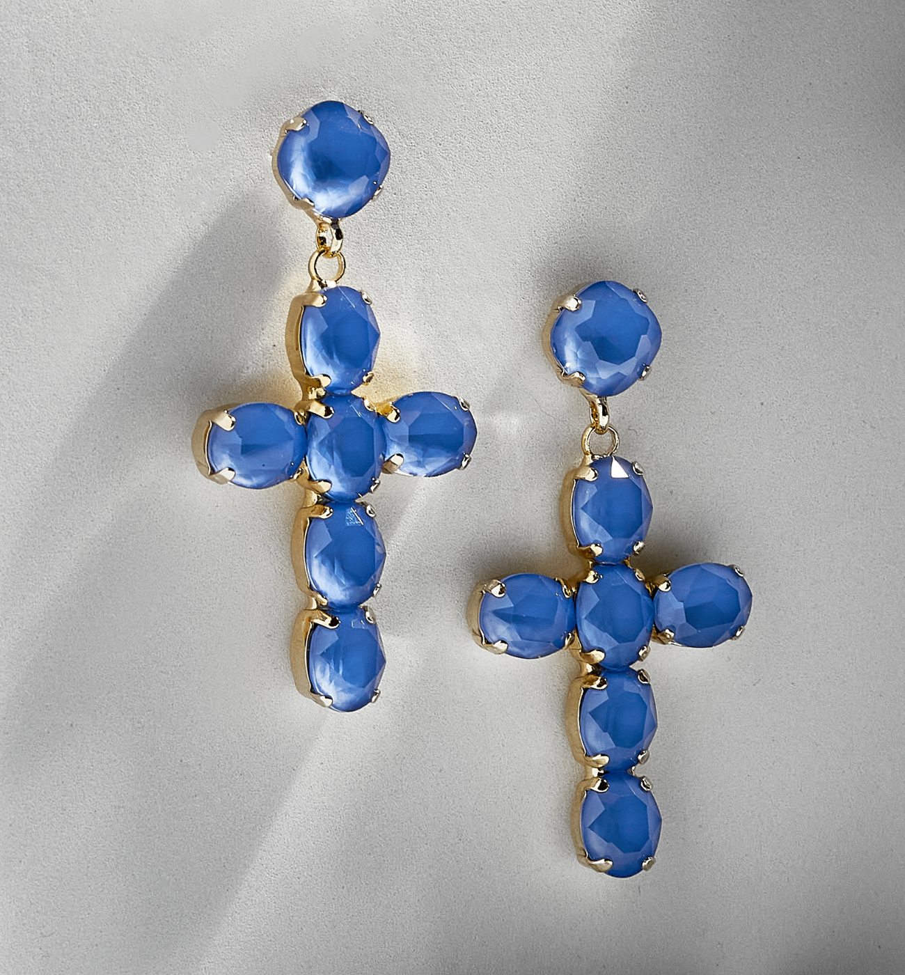 Kolczyki niebieskie krzyże Jolene - By Dziubeka