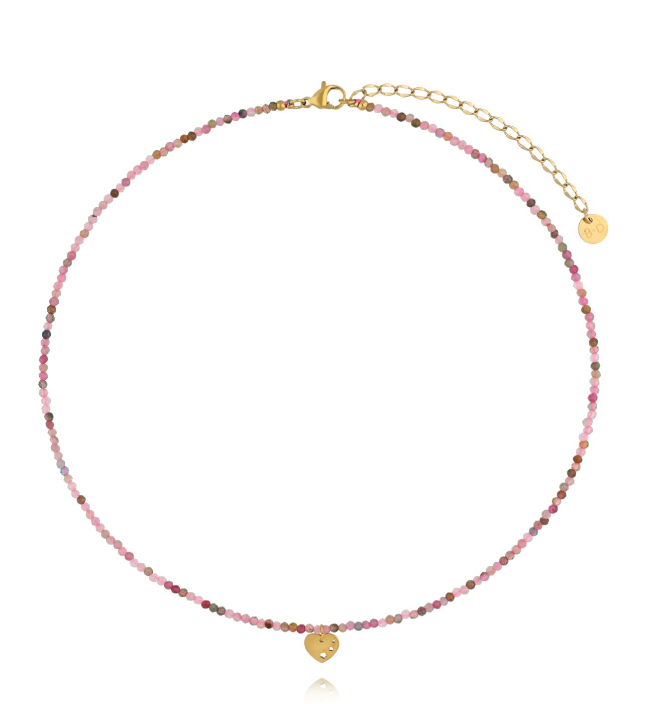 Naszyjnik z turmalinem i złotym sercem NTW1560