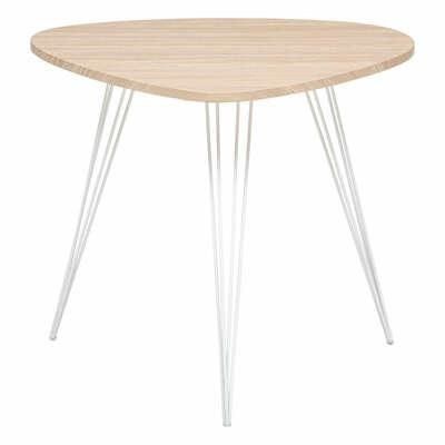 Stolik kawowy owalny Neile ATMOSPHERA nowoczesny drewniany biały na trzech nogach do salonu 1 szt.