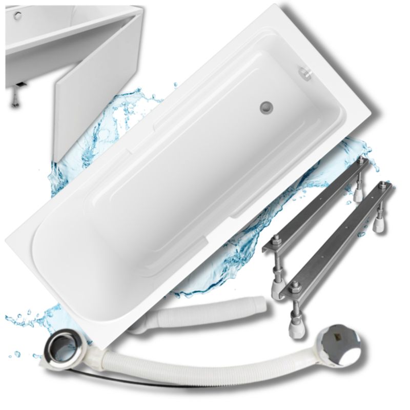 Wanna Prostokątna Akrylowa Granitan Melora biała 170x70cm Zabudowa Syfon Stelaż 1kpl.