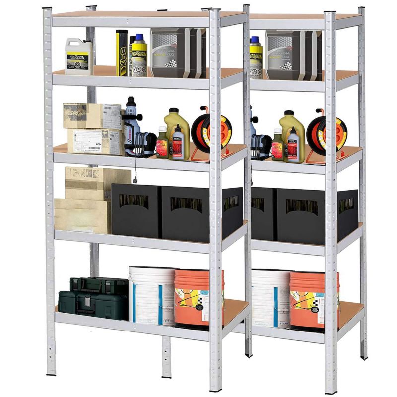 Regały metalowe magazynowe 2 szt. 180x100x60cm 1000kg 5 półek do garażu, piwnicy