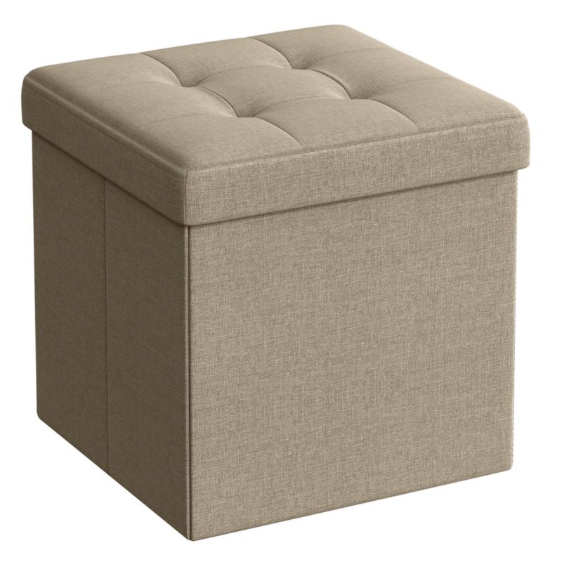 Pufa tapicerowana Songmics ze schowkiem podnóżek beżowa 1 szt.