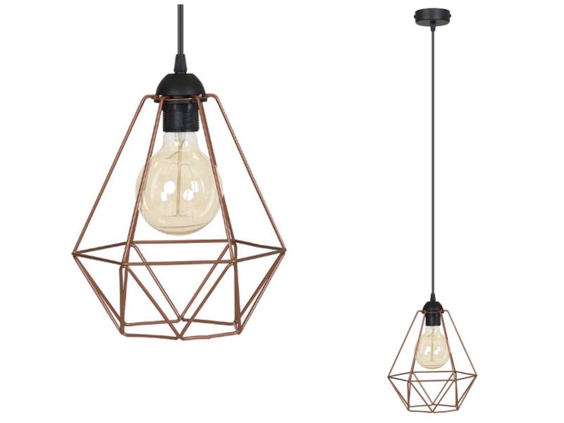 Lampa sufitowa wisząca Light Home LH Fusion 1x E27 60W klosz metal diament miedziany 1szt.