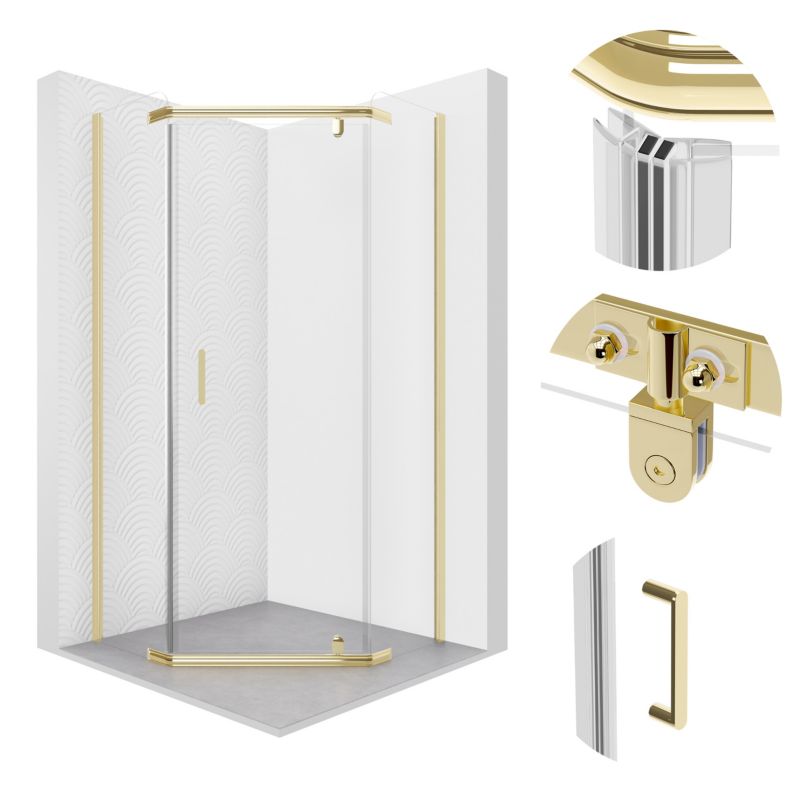 Kabina prysznicowa SEVANTE NEPER 80x80 pięciokątna składana złota 1 szt.