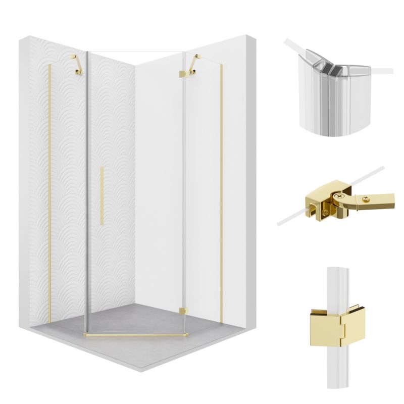 Kabina prysznicowa SEVANTE 100x100 pięciokątna uchylna LEVANZO złota 1 szt.