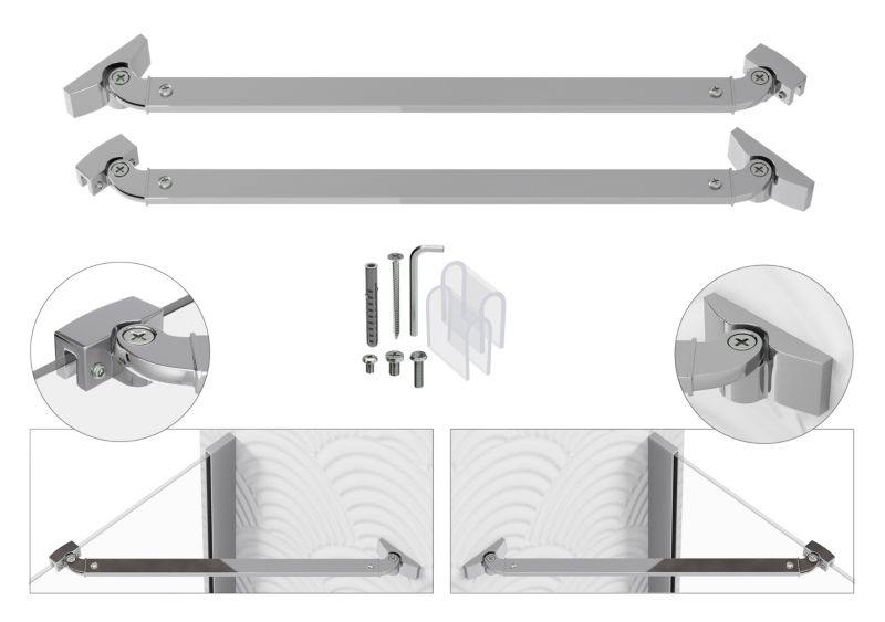 Wsporniki do kabiny SEVANTE kątowe 37cm do szyb 6mm chrom 2 szt.