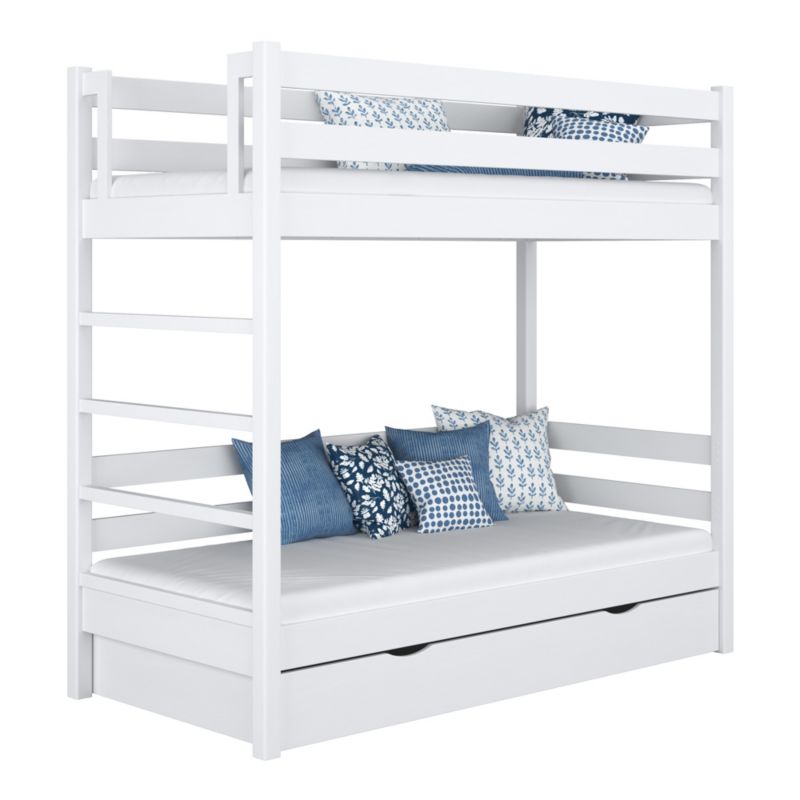 Drewniane łóżko N-WOOD piętrowe z szufladą N03 biały 90x200 1szt.