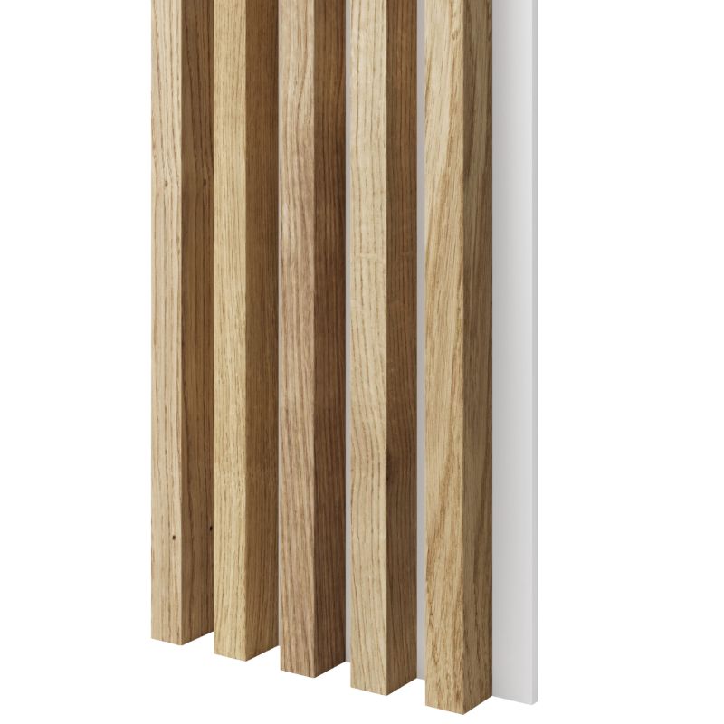 Lamele 3x4cm na białej płycie MDF LAMELE3D fornir dębowy naturalny 1 szt