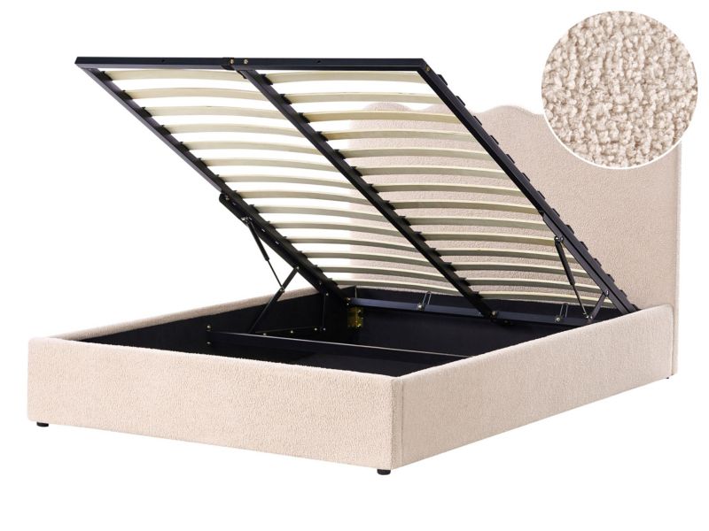 Łóżko z pojemnikiem Boucle Nanterre 140 x 200 cm Beżowy 1 szt.