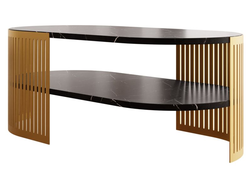 Stolik kawowy owalny MIRJAN 24 Fikoli II złoty/black pietra grigia 1 szt.