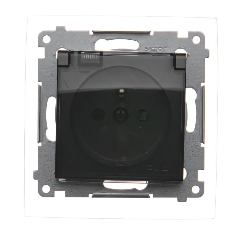 Gniazdo Pojedyncze 1X Simon 54 Antracytowe z Klapką 1 szt.