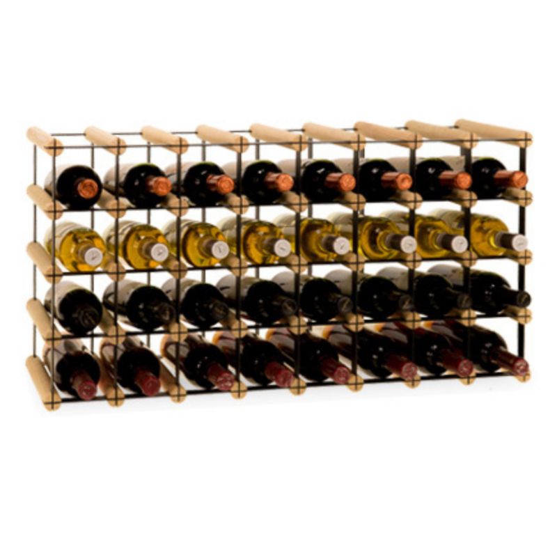 Stojak na wino MODO24 na butelki PET szafka duży eko na 32 butelki czarny metal drewno naturalne 1 szt.