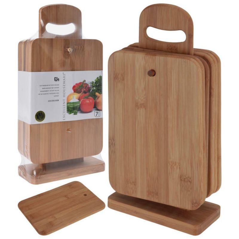 Deski Excellent Houseware bambusowe na stojaku zestaw 6 szt.